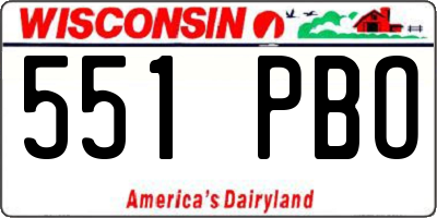 WI license plate 551PBO