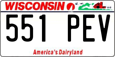 WI license plate 551PEV