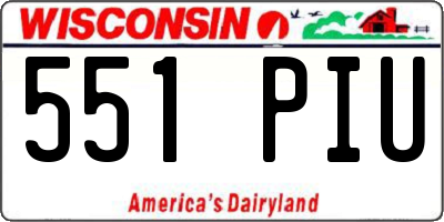 WI license plate 551PIU