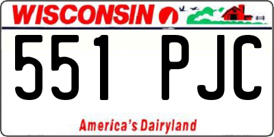 WI license plate 551PJC