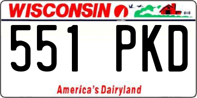 WI license plate 551PKD