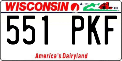 WI license plate 551PKF