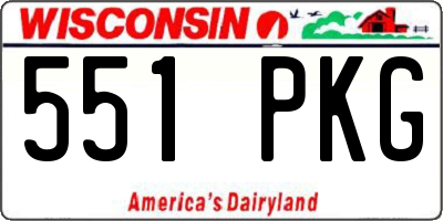 WI license plate 551PKG