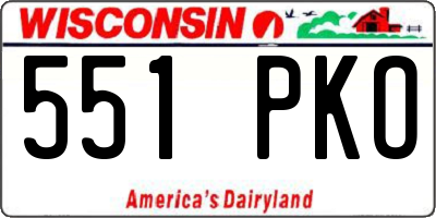WI license plate 551PKO