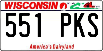 WI license plate 551PKS