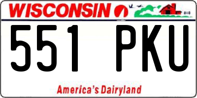 WI license plate 551PKU