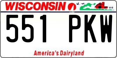 WI license plate 551PKW