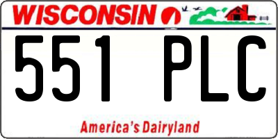 WI license plate 551PLC