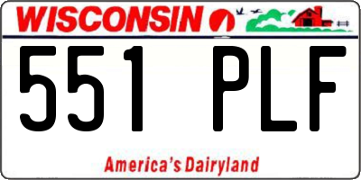 WI license plate 551PLF