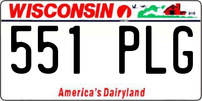 WI license plate 551PLG