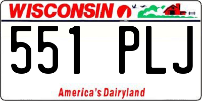 WI license plate 551PLJ