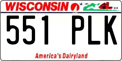 WI license plate 551PLK