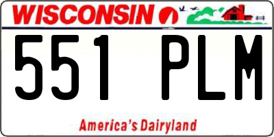 WI license plate 551PLM