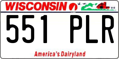 WI license plate 551PLR