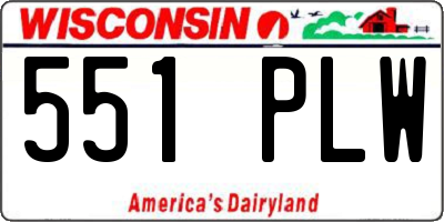 WI license plate 551PLW
