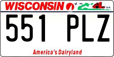 WI license plate 551PLZ