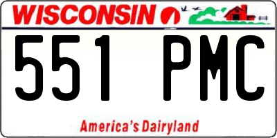 WI license plate 551PMC