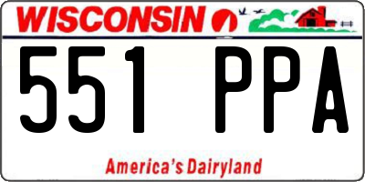 WI license plate 551PPA