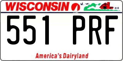 WI license plate 551PRF