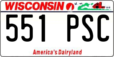 WI license plate 551PSC