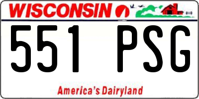 WI license plate 551PSG