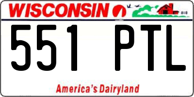 WI license plate 551PTL