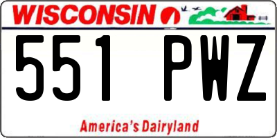 WI license plate 551PWZ