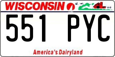 WI license plate 551PYC