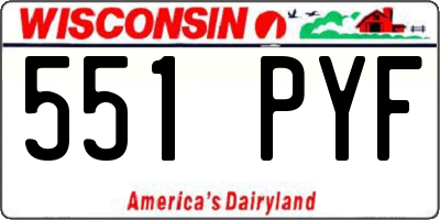 WI license plate 551PYF