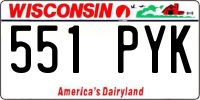 WI license plate 551PYK