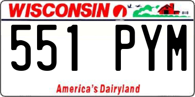 WI license plate 551PYM