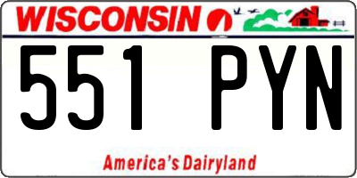 WI license plate 551PYN