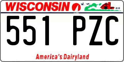 WI license plate 551PZC