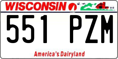 WI license plate 551PZM