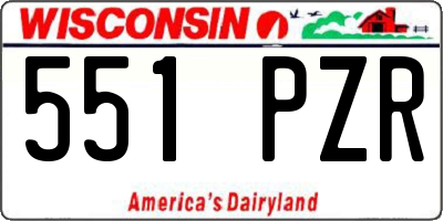 WI license plate 551PZR