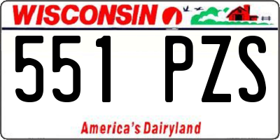 WI license plate 551PZS