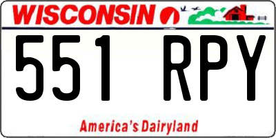 WI license plate 551RPY