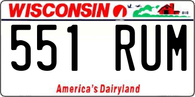 WI license plate 551RUM