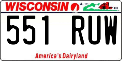WI license plate 551RUW