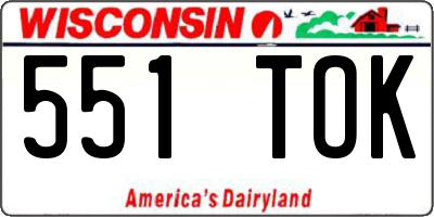 WI license plate 551TOK