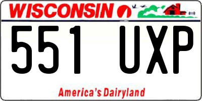 WI license plate 551UXP