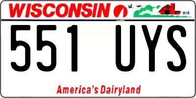 WI license plate 551UYS