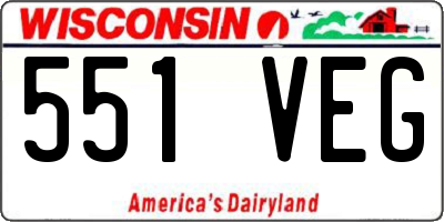 WI license plate 551VEG
