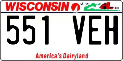 WI license plate 551VEH
