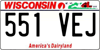 WI license plate 551VEJ