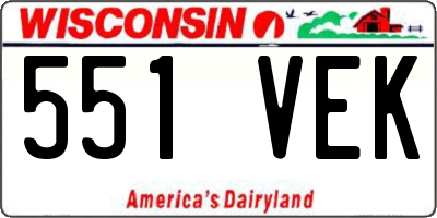 WI license plate 551VEK