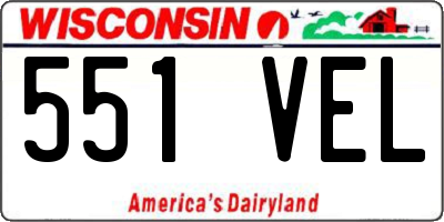 WI license plate 551VEL