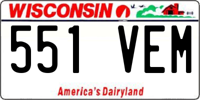 WI license plate 551VEM