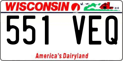 WI license plate 551VEQ