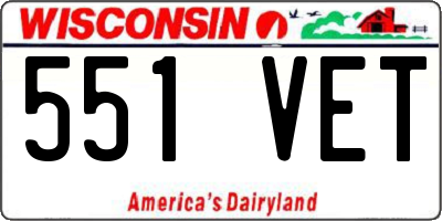 WI license plate 551VET